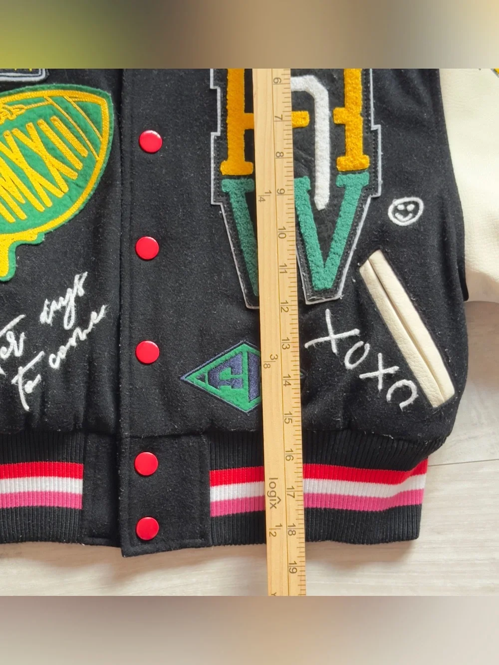 Kids Black Patchwork Varsity Jacket - First Row Inspired